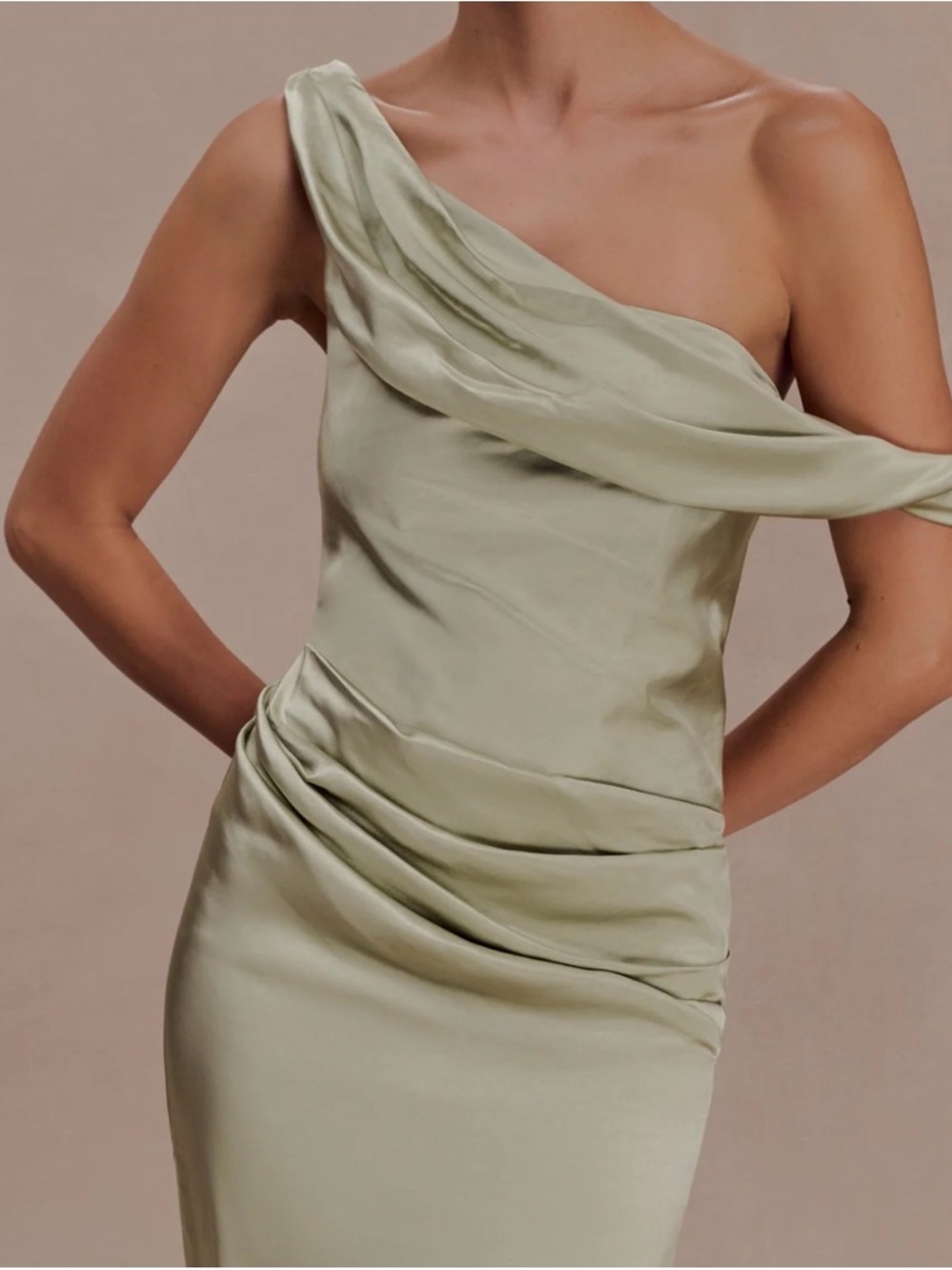 sage green MESHKI dress